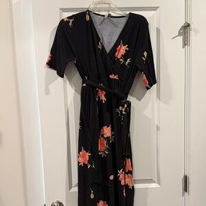 ASOS Black Maxi Dress with Floral Design